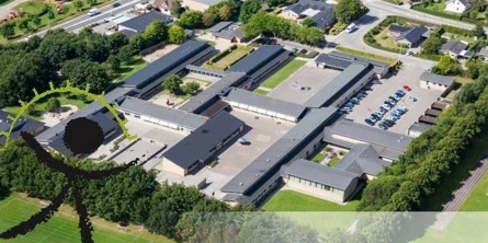 Luftfoto af Sabro-Korsvejskolen