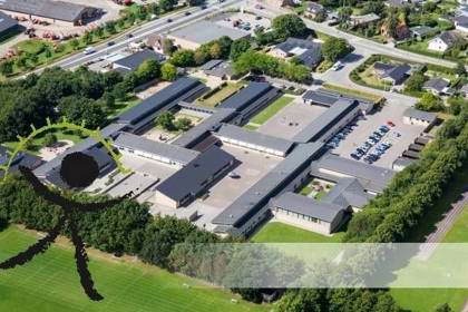 Luftfoto af Sabro-Korsvejskolen